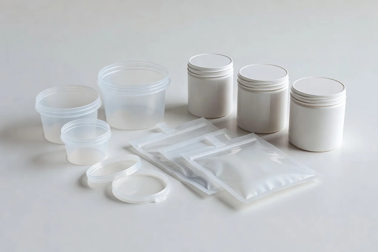 Conteneurs en polypropylène blanc, bocaux et sachets refermables pour emballage industriel - plascentral.com

