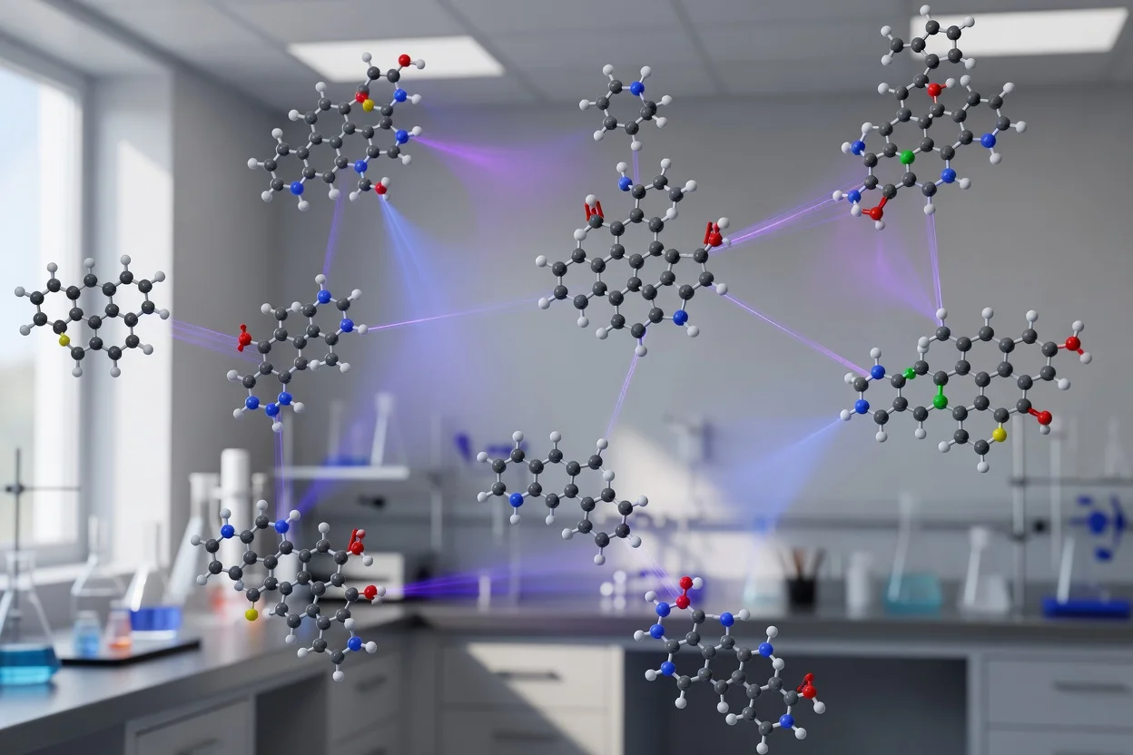 Modelos moleculares de polímeros que demuestran interacciones ópticas para lentes de filtro de luz azul - plascentral.com

