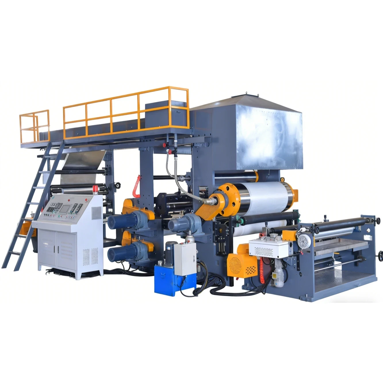Laminadora de rodillos industriales con múltiples rodillos de alimentación y presión, rollos de película, componentes de calefacción y gabinete de control. - JIANGYIN CITY JIANGNAN LIGHT INDUSTRY MACHINERY CO.,LTD. | Cpsemarketplace

