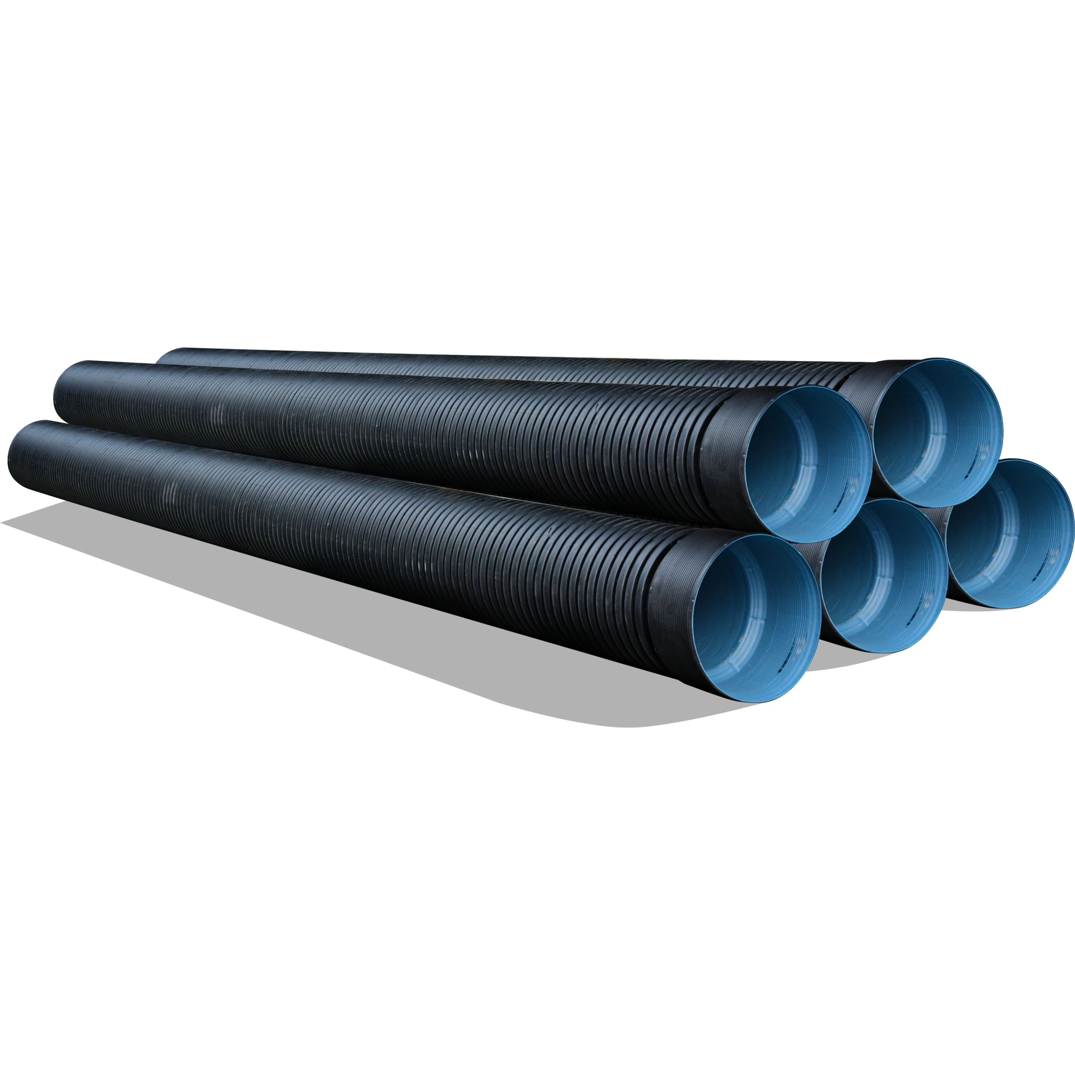 Tubos negros corrugados de HDPE con interiores azules lisos y exteriores acanalados para durabilidad. - Yibin Tianyuan Haifeng Hetai Co.,Ltd. | Cpsemarketplace
