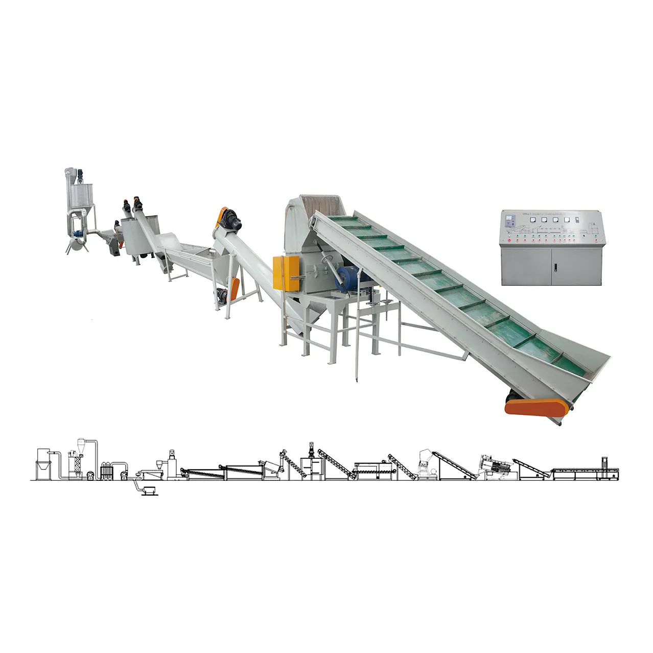 Línea automatizada de procesamiento de plástico con transportadores, transferencias cerradas y panel de control para el transporte neumático de resina. - ZHEJIANG XINXING TWIN SCREW MACHINERY CO.,LTD. | Cpsemarketplace

