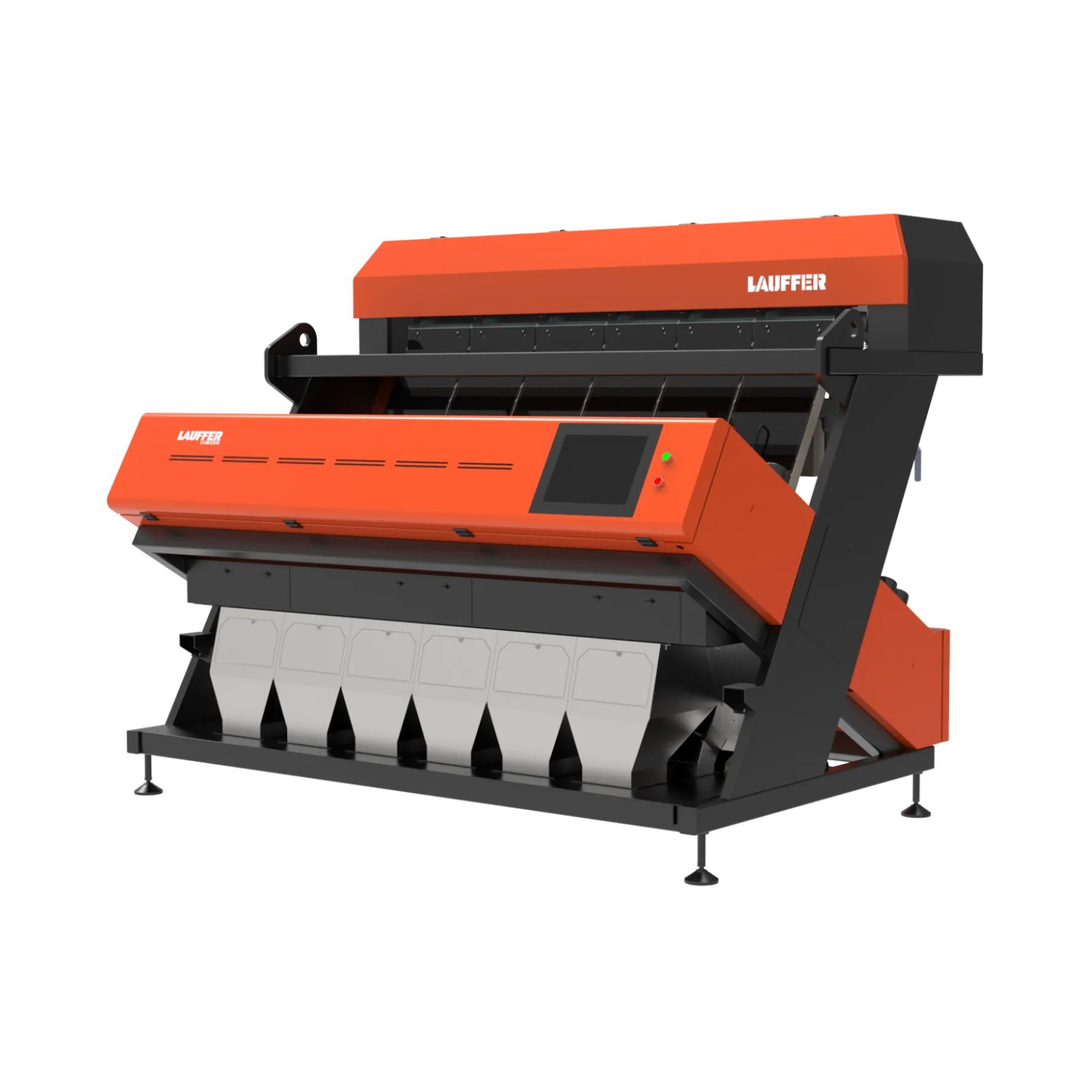 Optical sorting machine with orange and black housing and multiple chutes separates materials on MRF lines. - LAUFFER VISION TECHNOLOGY CO.,LTD. | Cpsemarketplace

