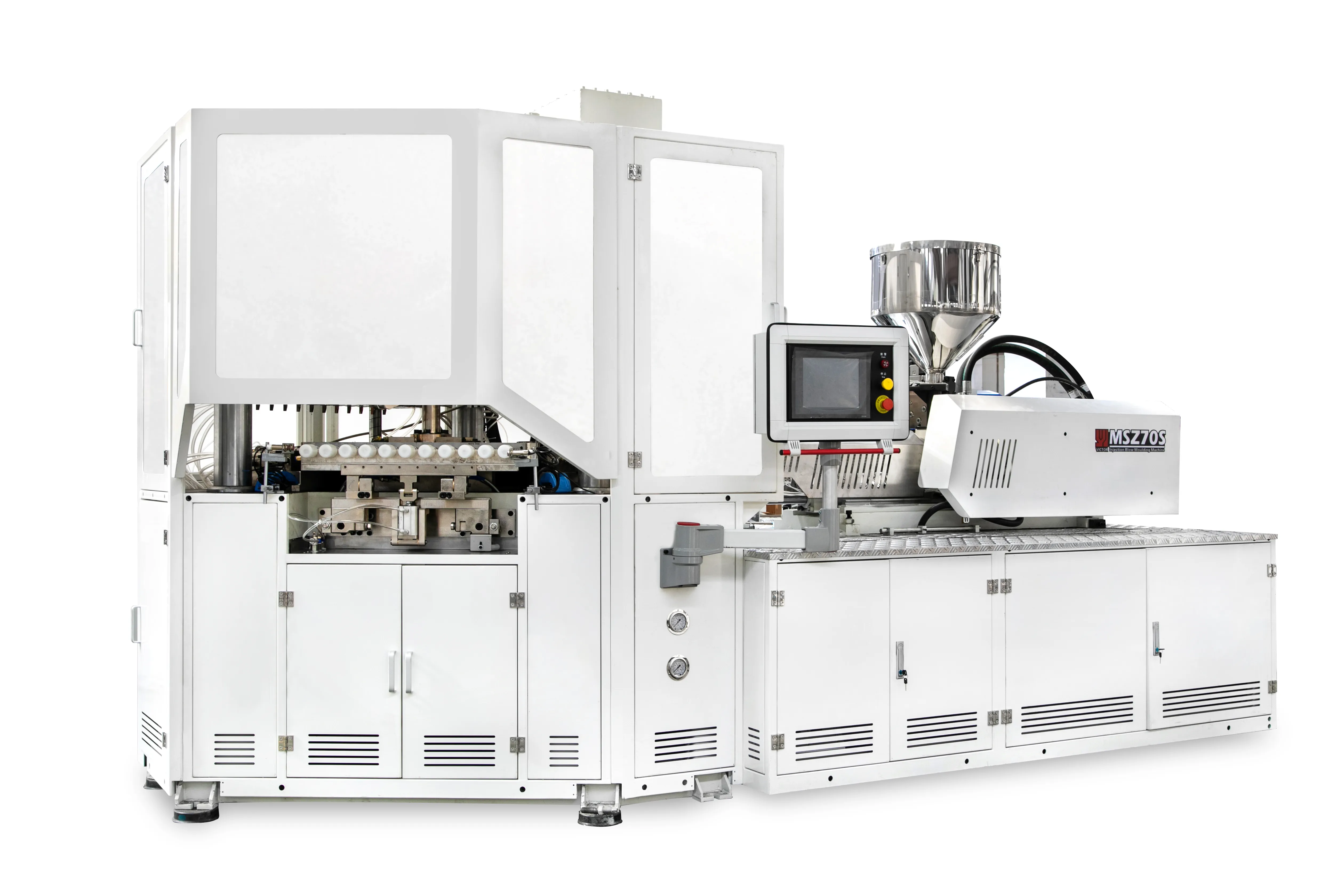 آلة تشكيل بالنفخ والحقن مع لوحة تحكم، قادوس من الفولاذ المقاوم للصدأ وقسم القالب. - JIANGSU VICTOR MACHINERY CO.,LTD. | Cpsemarketplace