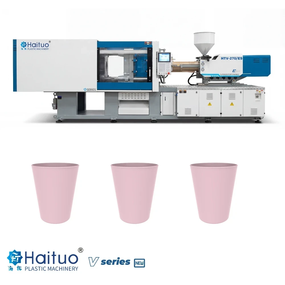 ハイトゥオ Vシリーズ横型射出成形機、完成したピンクのプラスチックカップ付き - NINGBO HAITUO MACHINERY TECHNOLOGY CO.,LTD. | Cpsemarketplace