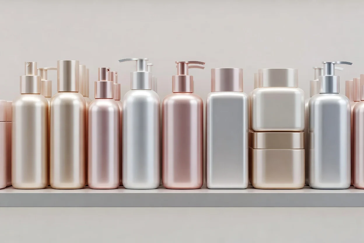 Cosmetic bottles with pearlescent metallic finishes from mica pigments in plastic packaging - plascentral.com

