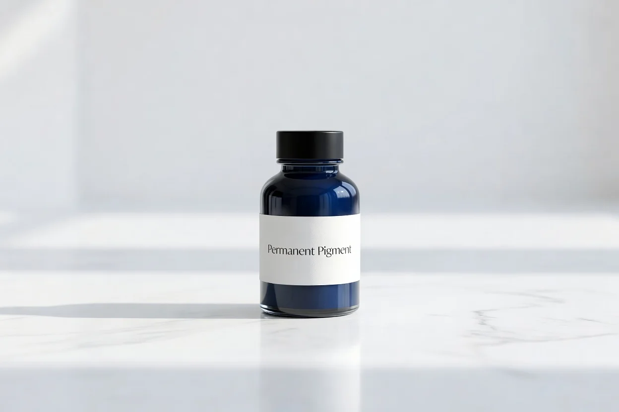 プラスチック着色用途のための白いラベルの付いた濃い青色の永久顔料ボトル。 - plascentral.com