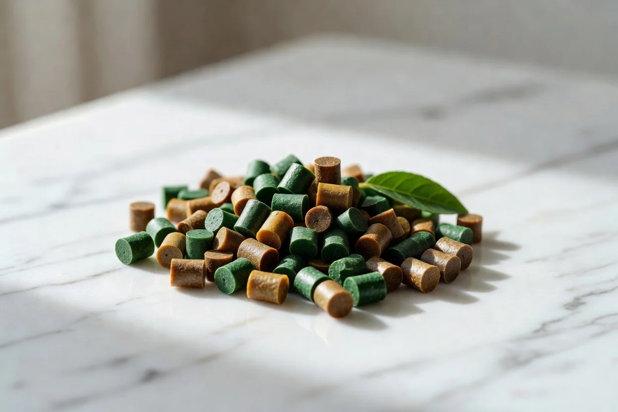 Pellets de masterbatch biodegradables verdes y marrones para compuestos plásticos sostenibles - plascentral.com