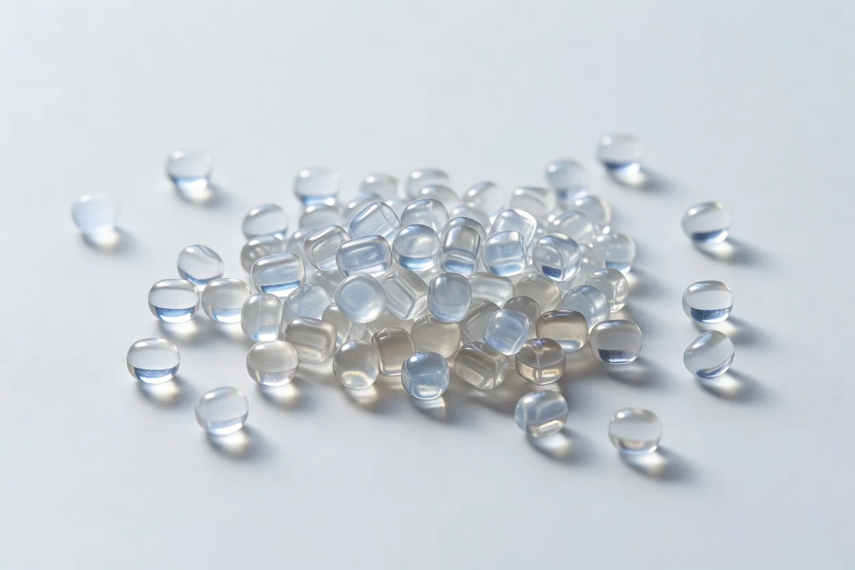 Gránulos de PMMA transparente reciclado en forma de pellets uniformes para extrusión y moldeo. - plascentral.com