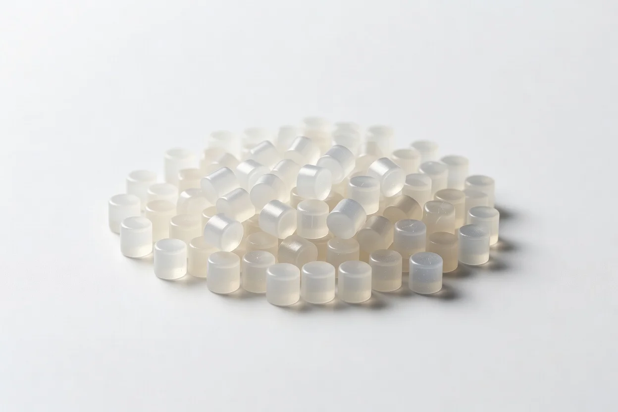 Translucent cylindrical PLA pellets for biopolymer extrusion and molding - plascentral.com