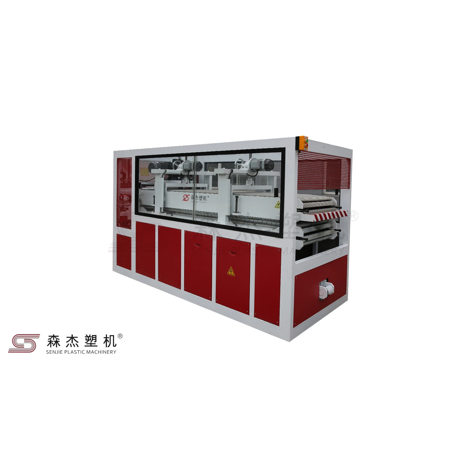 Unidad de arrastre de doble correa con protección de seguridad cerrada para líneas de perfiles de extrusión de plástico. - WUXI SENJIE PLASTIC MACHINERY CO.,LTD. | Cpsemarketplace

