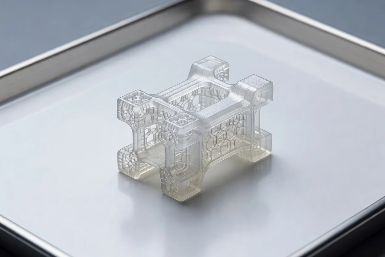 Translucent 3D-printed PEEK polymer lattice structure for high-performance applications. - plascentral.com


