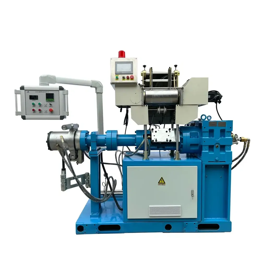Horizontal injection molding machine with blue base, control panels and hydraulic systems for plastic manufacturing. - ZHEJIANG JUHENG RUBBER&PLASTIC MACHINERY CO;LTD | Cpsemarketplace

