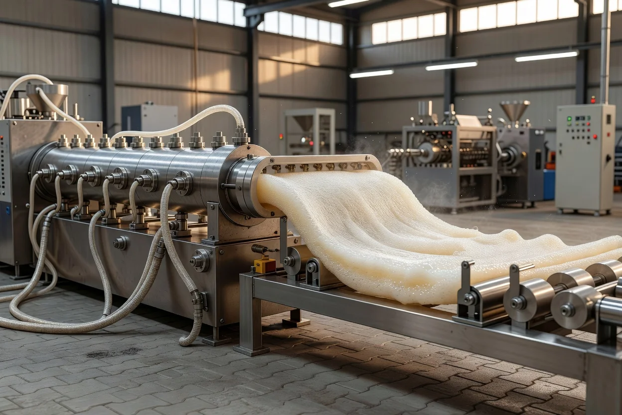 Extruded polymer foam exhibiting the expanding cellular structure of foamed plastics. - plascentral.com

