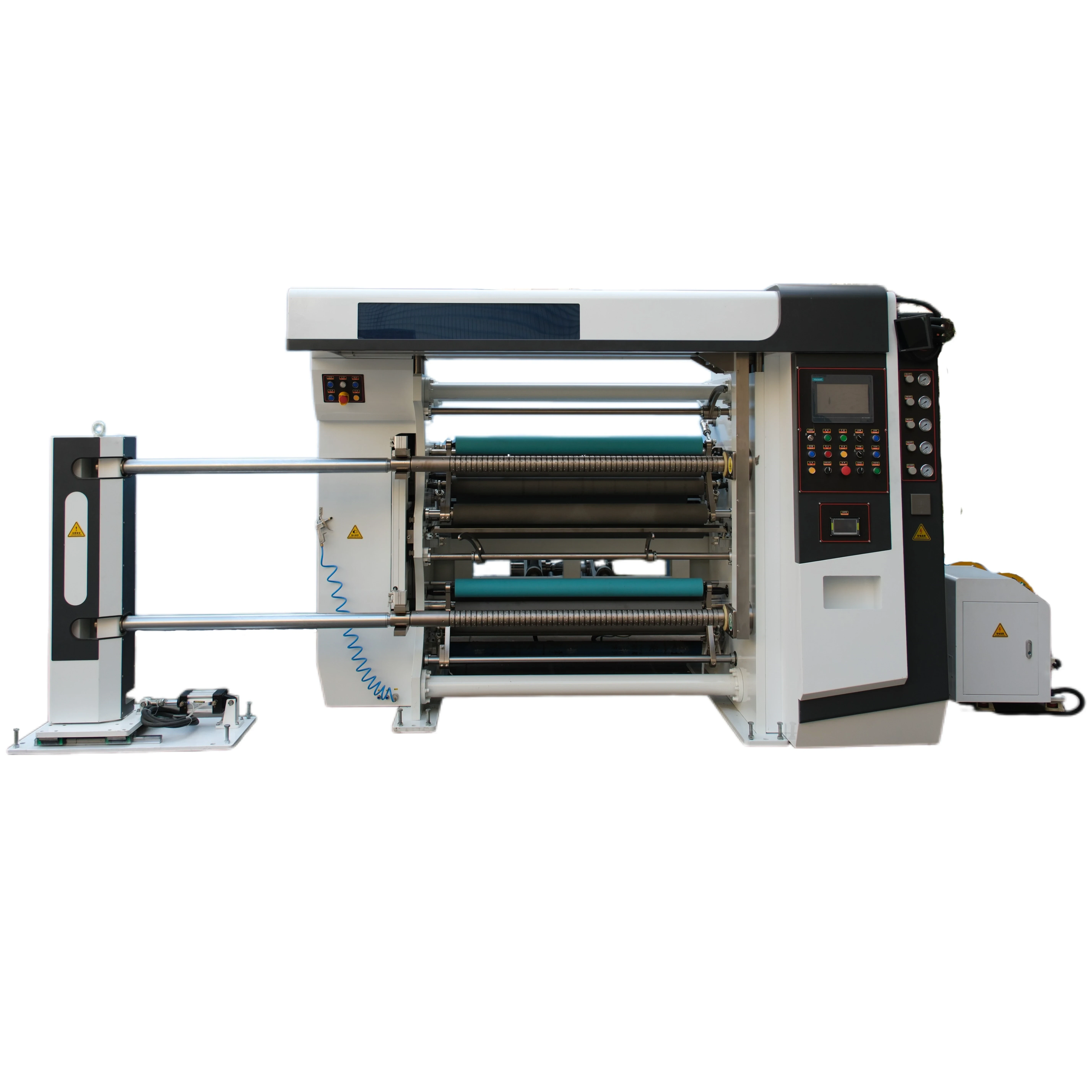 Dévideuse-refendeuse de précision avec plusieurs rouleaux et panneau de commande pour le traitement de film plastique. - QUANZHOU ROSEN PACKAGING MACHINERY CO.,LTD | Cpsemarketplace

