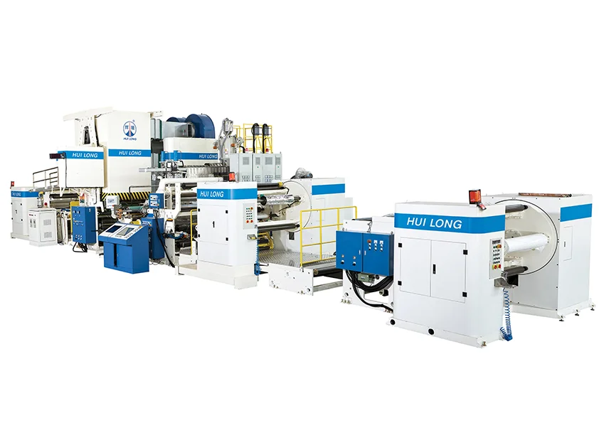 Línea de recubrimiento por extrusión con unidades de procesamiento interconectadas, rodillos, paneles de control y carcasas de seguridad. - HUILONG PLASTICS MARCHINERY CO.,LTD. | Cpsemarketplace

