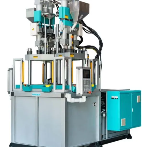 多工位立式注塑机，中央旋转工作台周围有多个锁模单元。 - TRIMER PLASTIC MACHINERY(ZHEJIANG)CO.,LTD. | Cpsemarketplace