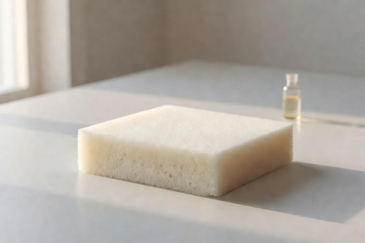 Bloc rectangulaire de mousse de polyuréthane flexible à structure poreuse à cellules ouvertes. - plascentral.com
