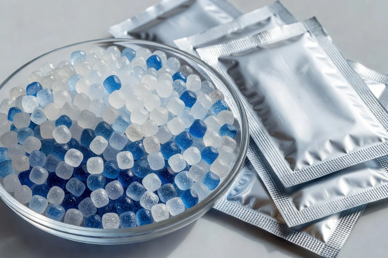 用於聚合物材料防潮保護的矽膠乾燥劑顆粒和密封鋁箔袋 - plascentral.com

