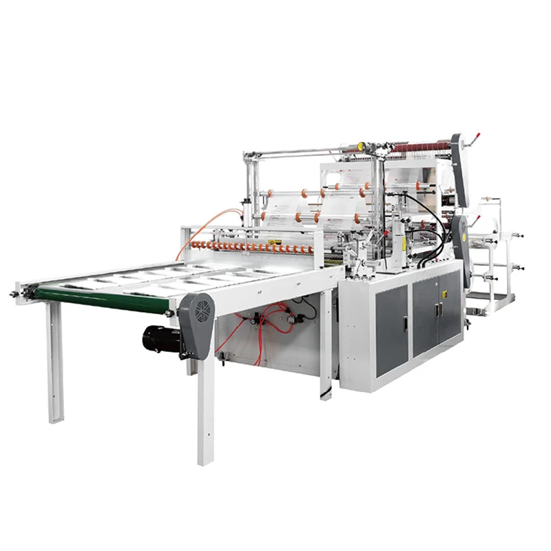 Automated plastic bag making machine with feed rollers, cutting mechanisms and conveyor systems. - WENZHOU CHANGYIN MACHINERY CO.,LTD. | Cpsemarketplace

