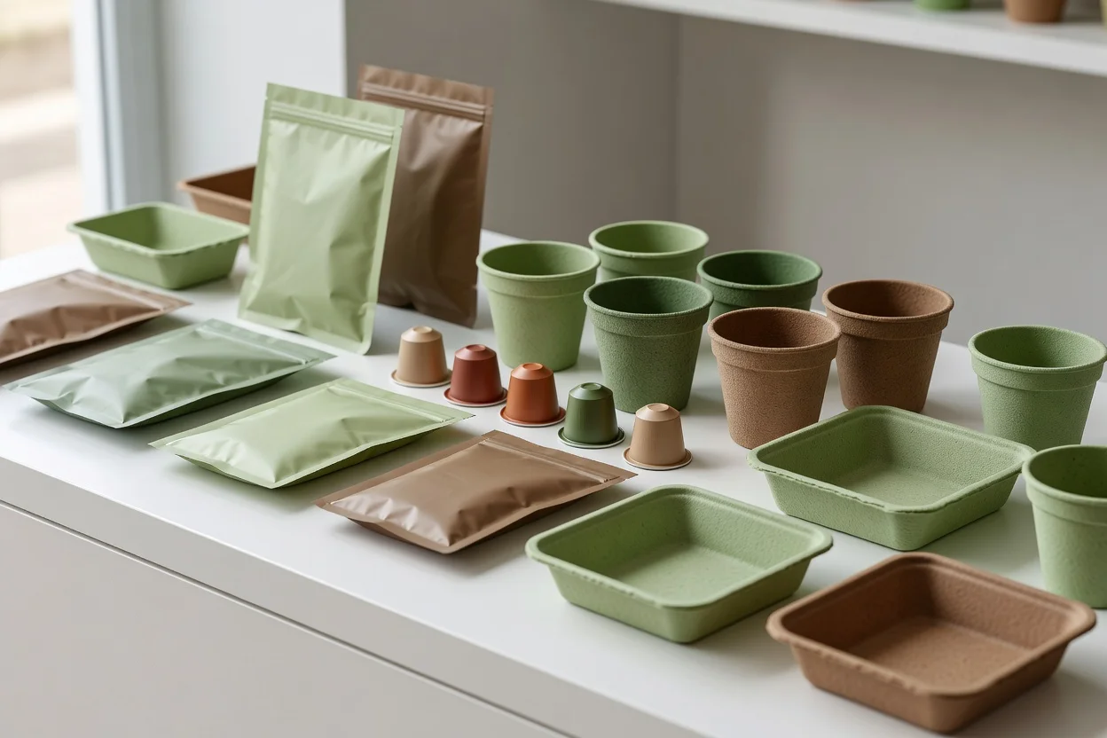 Contenedores moldeados biodegradables, bandejas y bolsas flexibles de bioplásticos sostenibles para envases ecológicos. - plascentral.com


